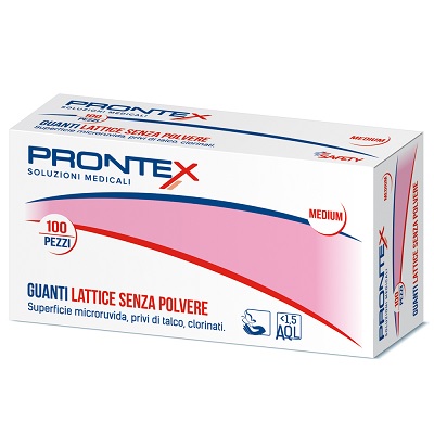 PRONTEX GUANTO IN LATTICE SENZA POLVERE MEDIO 100 PEZZI - farmacialombardia.it