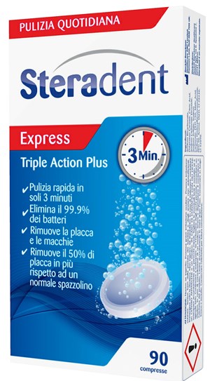 STERADENT TRIPLE ACTION PLUS 90 COMPRESSE PULENTI - farmacialombardia.it