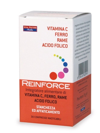 REINFORCE FERRO + RAME + VITAMINA C 30 COMPRESSE MASTICABILI - farmacialombardia.it