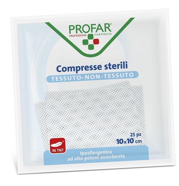 GARZA COMPRESSA TESSUTO NON TESSUTO 10X10 CM 25 PEZZI PROFAR - farmacialombardia.it