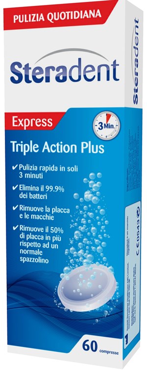 STERADENT TRIPLE ACTION PLUS 60 COMPRESSE PULENTI - farmacialombardia.it