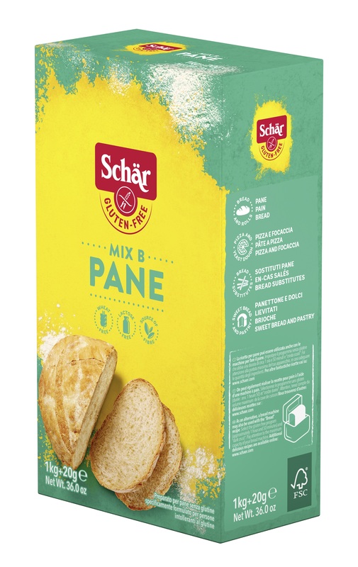 SCHAR MIX B PREPARATO PANE SENZA LATTOSIO 1 KG + 20 G - farmacialombardia.it
