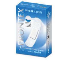 CEROTTO PRONTEX WHITE STRIPS IN TESSUTO NON TESSUTO BIANCO STERILE SCATOLA 20 CEROTTI MEDI - farmacialombardia.it