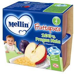 MELLIN FRUTTA PURA PRUGNA MELA 100 G 4 PEZZI - farmacialombardia.it