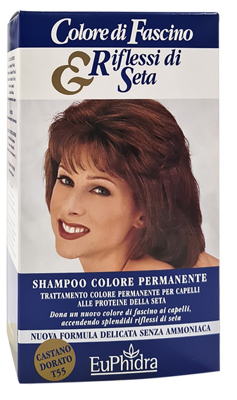 EUPHIDRA COLORE DI FASCINO & RIFLESSI DI SETA SHAMPOO COLORE PERMANENTE 55 CASTANO DORATO 120 ML - farmacialombardia.it