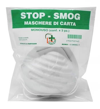 MASCHERE DI CARTA STOP-SMOG MONOUSO 3 PEZZI - farmacialombardia.it