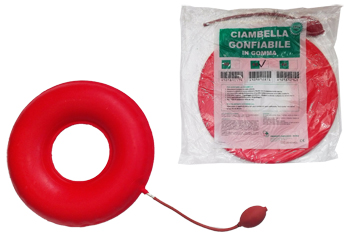 CIAMBELLA GONFIABILE PER INVALIDI IN GOMMA ROSSA TEAM DELUXE CON POMPA 43CM DIAMETRO - farmacialombardia.it