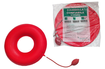 CIAMBELLA GONFIABILE PER INVALIDI IN GOMMA ROSSA TEAM DELUXE CON POMPA 45CM DIAMETRO - farmacialombardia.it