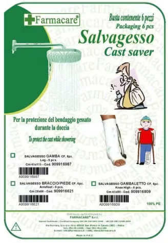 SALVAGESSO PER GAMBALETTO UTILE PER LA PROTEZIONE DEL GESSO DURANTE LA DOCCIA 6 PEZZI - farmacialombardia.it