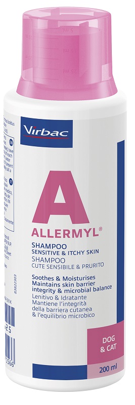 ALLERMYL SHAMPOO PER CUTE SENSIBILE E PRURITO CANE E GATTO 200 ML - farmacialombardia.it