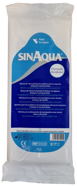 SISTEMA DI DETERSIONE CORPOREA TOTALE SINAQUA PANNO PRONTO ALL'USO IMBEVUTO DI SOLUZIONE ATTIVA 12 PEZZI - farmacialombardia.it