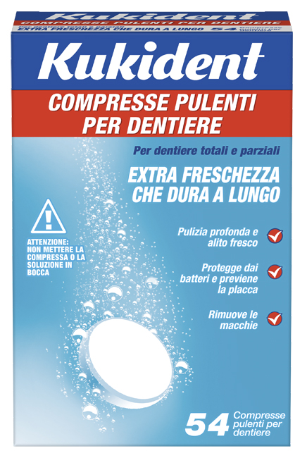 KUKIDENT CLEANSER FRESCH 54 COMPRESSE PULIZIA PROTESI DENTARIE - farmacialombardia.it