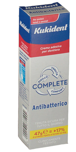 KUKIDENT COMPLETE CREMA ADESIVA PER PROTESI DENTARIE CON ANTIBATTERICO 47 G - farmacialombardia.it