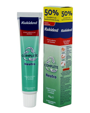 KUKIDENT NEUTRO COMPLETE CREMA ADESIVA PER PROTESI DENTARIE 70 G - farmacialombardia.it