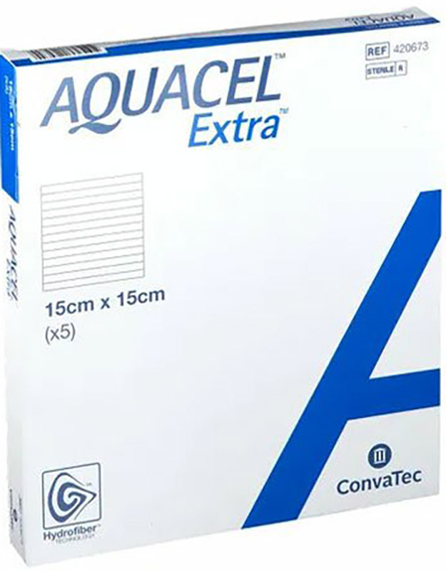 MEDICAZIONE IN HYDROFIBER E IONI ARGENTO INTESSUTA IN LYOCELL AQUACEL AG EXTRA DRS 15X15CM 5 PEZZI - farmacialombardia.it