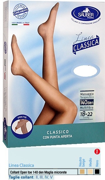 SAUBER COLLANT OPEN TOE MAGLIA MICRORETE 140 DEN COLORE NEUTRO BEIGE 4 LINEA CLASSICA - farmacialombardia.it