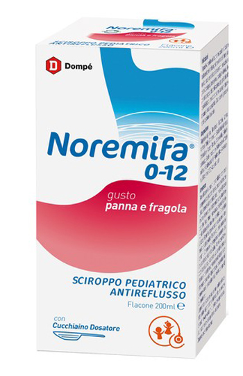 SCIROPPO PEDIATRICO ANTIREFLUSSO NOREMIFA 0-12 FLACONE 200 ML GUSTO PANNA E FRAGOLA - farmacialombardia.it
