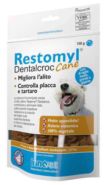 RESTOMYL DENTALCROC CANI TAGLIA MEDIA GRANDE E GIGANTE BUSTA 150 G - farmacialombardia.it
