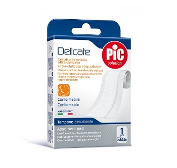CEROTTO PIC DELICATE STRISCIA BIANCA CON TAMPONE ANTIBATTERICO CM 8X0,5 M - farmacialombardia.it