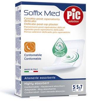 CEROTTO PIC SOFFIX MED IN TNT CON TAMPONE CENTRALE ASSORBENTE STERILE MONOUSO 5X7 CM ANTIBATTERICO 5 PEZZI - farmacialombardia.it