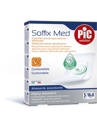 CEROTTO PIC SOFFIX MED IN TNT CON TAMPONE CENTRALE ASSORBENTE STERILE MONOUSO 10X8 CM ANTIBATTERICO 5 PEZZI - farmacialombardia.it