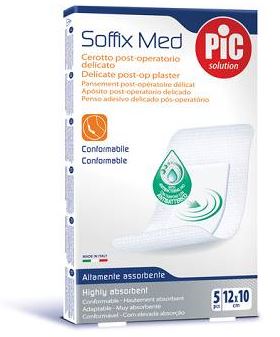 CEROTTO PIC SOFFIX MED IN TNT CON TAMPONE CENTRALE ASSORBENTE STERILE MONOUSO 10X12 CM ANTIBATTERICO 5 PEZZI - farmacialombardia.it