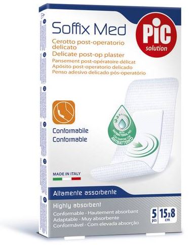 CEROTTO PIC SOFFIX MED IN TNT CON TAMPONE CENTRALE ASSORBENTE STERILE MONOUSO 15X8 CM ANTIBATTERICO 5 PEZZI - farmacialombardia.it