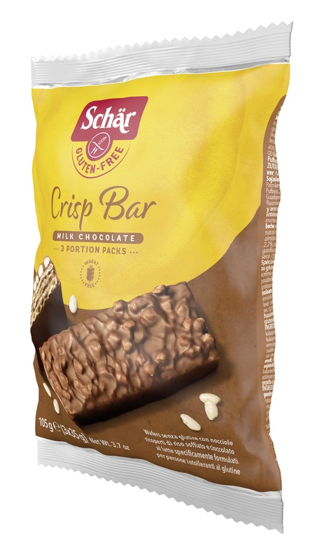 SCHAR CRISP BAR WAFERS CON NOCCIOLE RICOPERTI DI RISO SOFFIATO E CIOCCOLATO AL LATTE 3 PORZIONI DA 35 G - farmacialombardia.it