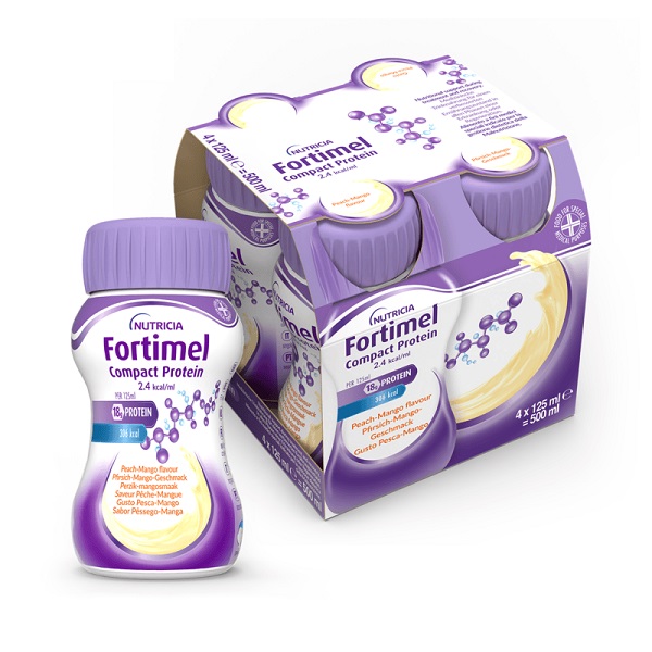 NUTRICIA FORTIMEL COMPACT PROTEIN GUSTO PESCA E MANGO 4 BOTTIGLIE DA 125 ML - farmacialombardia.it