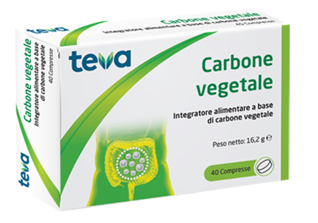 CARBONE VEGETALE TEVA 40 COMPRESSE 16,2 G - farmacialombardia.it