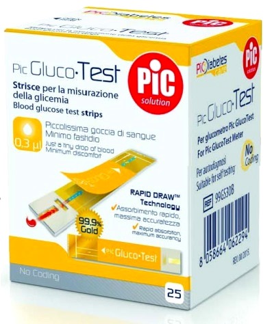 STRISCE MISURAZIONE GLICEMIA PIC GLUCOTEST 25 PEZZI - farmacialombardia.it
