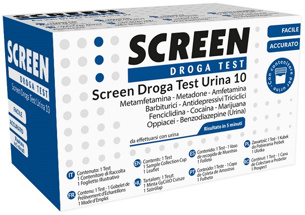 SCREEN DROGA TEST 10 DROGHE TEST ANTIDROGA CON CONTENITORE URINA - farmacialombardia.it