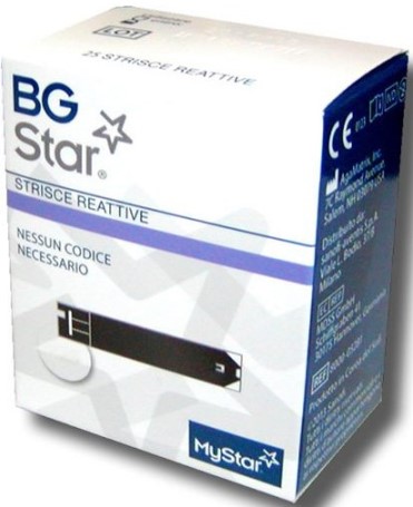 STRISCE REATTIVE MISURAZIONE GLICEMIA BGSTAR MYSTAR 25 PEZZI - farmacialombardia.it
