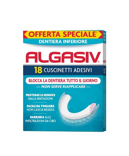 ALGASIV ADESIVO PER PROTESI DENTARIA INFERIORE 15 PEZZI OFFERTA SPECIALE + 3 PEZZI - farmacialombardia.it