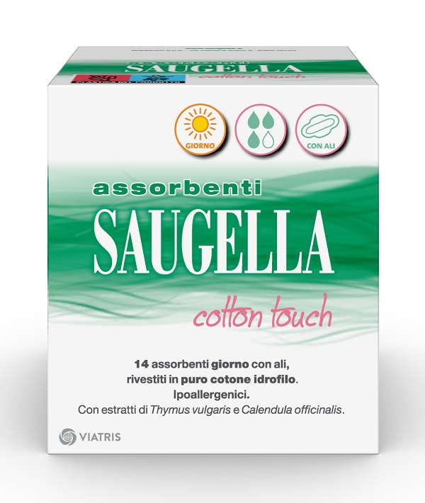 SAUGELLA COTTON TOUCH ASSORBENTI GIORNO CON ALI 14 PEZZI - farmacialombardia.it