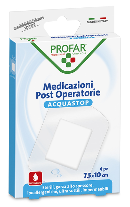 ACQUASTOP MEDICAZIONE POST OPERATORIA 7,5X10 CM PROFAR MED 4 PEZZI - farmacialombardia.it