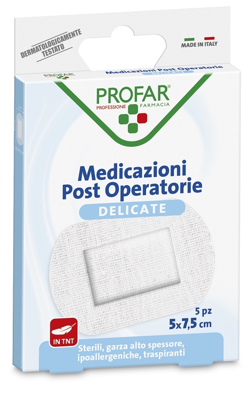 MEDICAZIONE POST OPERATORIA STERILE GARZA ANTIADERENTE 5X7,5 CM 5 PEZZI PROFAR - farmacialombardia.it