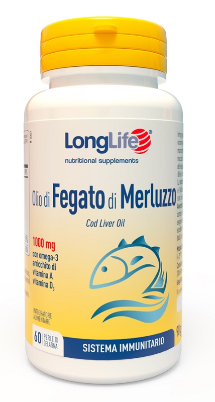 LONGLIFE OLIO FEGATO MERLUZZO 1000 MG 60 PERLE IN GELATINA - farmacialombardia.it
