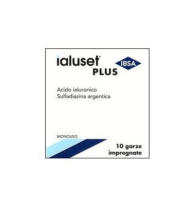 GARZA IALUSET PLUS IMPREGNATA DI CREMA DI ACIDO IALURONICO 0,05%, DI SULFADIAZINA ARGENTICA 1%, MACROGOL, GLICEROLO E ACQUA 10 X 10 CM 10 PEZZI - farmacialombardia.it