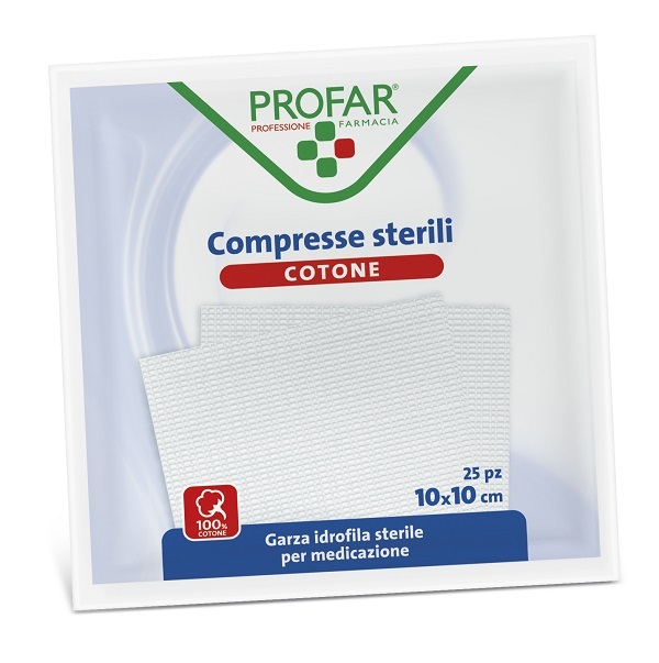 GARZA IDROFILA PROFAR COMPRESSA STERILE 10X10 CM 25 PEZZI - farmacialombardia.it