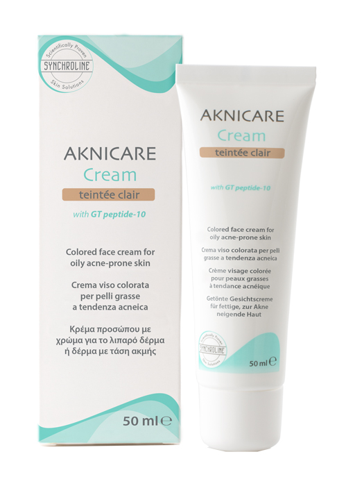 CREMA TRATTANTE COLORATA PER PELLE ACNEICA AKNICARE CREAM TEINTEE CLAIR TUBETTO 50 ML - farmacialombardia.it