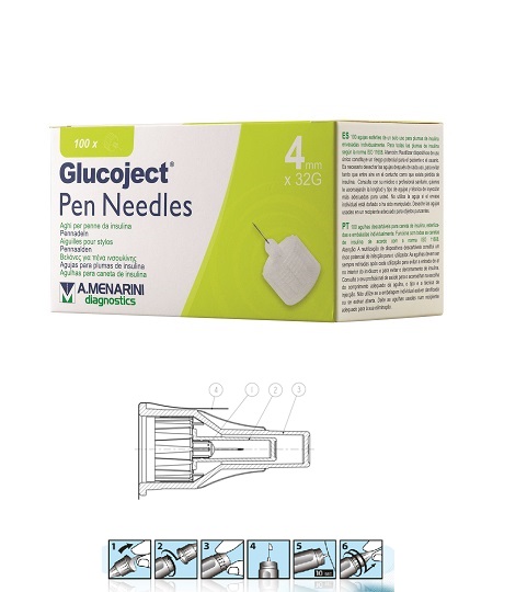 AGO PER PENNA DA INSULINA GLUCOJECT LUNGHEZZA 4 MM GAUGE 32 100 PEZZI - farmacialombardia.it