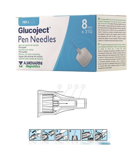 AGO PER PENNA DA INSULINA GLUCOJECT LUNGHEZZA 8 MM GAUGE 31 100 PEZZI - farmacialombardia.it