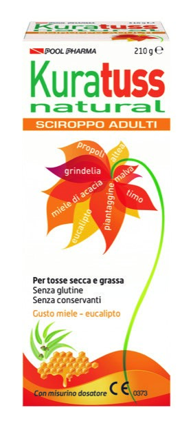 KURATUSS NATURAL SCIROPPO ADULTI PER TOSSE SECCA E GRASSA CON MISURINO DOSATORE GUSTO MIELE EUCALIPTO 210 G - farmacialombardia.it