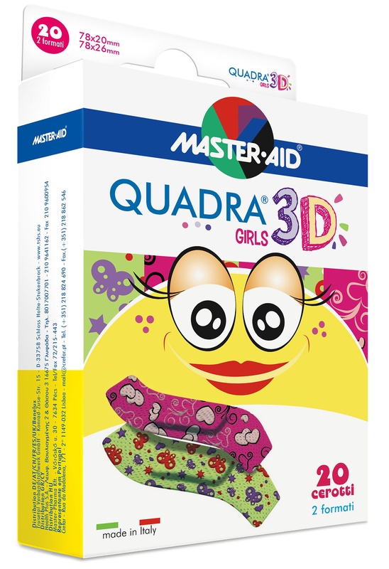CEROTTO MASTER-AID QUADRA 3D GIRLS 20 PEZZI ASSORTITI - farmacialombardia.it
