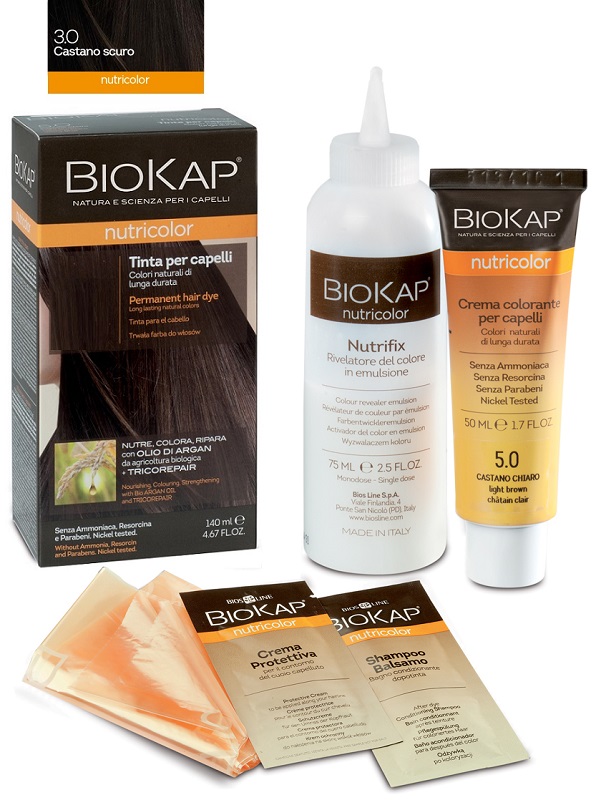 BIOKAP NUTRICOLOR 3,0 NEW CASTANO SCURO TINTA TUBO + FLACONE - farmacialombardia.it