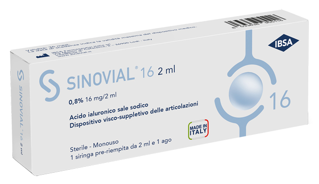 SIRINGA INTRA-ARTICOLARE SINOVIAL 16 ACIDO IALURONICO SALE SODICO 0,8% 16MG/2ML 2ML + AGO 21 GAUGE - farmacialombardia.it