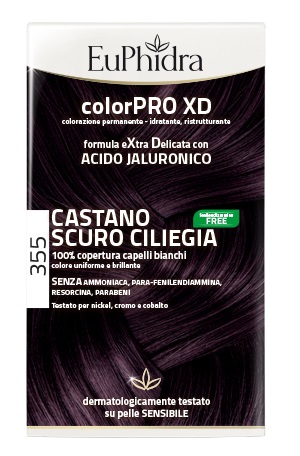 EUPHIDRA COLORPRO XD 355 CASTANO SCURO CILIEGIA GEL COLORANTE CAPELLI IN FLACONE + ATTIVANTE + BALSAMO + GUANTI - farmacialombardia.it