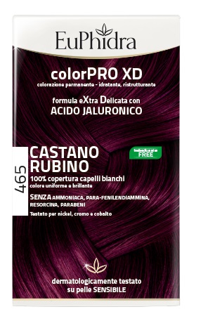 EUPHIDRA COLORPRO XD 465 CAST RUBINO GEL COLORANTE CAPELLI IN FLACONE + ATTIVANTE + BALSAMO + GUANTI - farmacialombardia.it