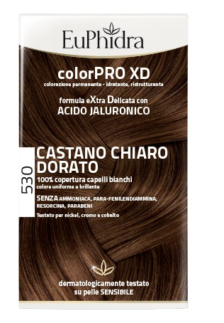 EUPHIDRA COLORPRO XD 530 CASTANO CHIARO DORATO GEL COLORANTE CAPELLI IN FLACONE + ATTIVANTE + BALSAMO + GUANTI - farmacialombardia.it